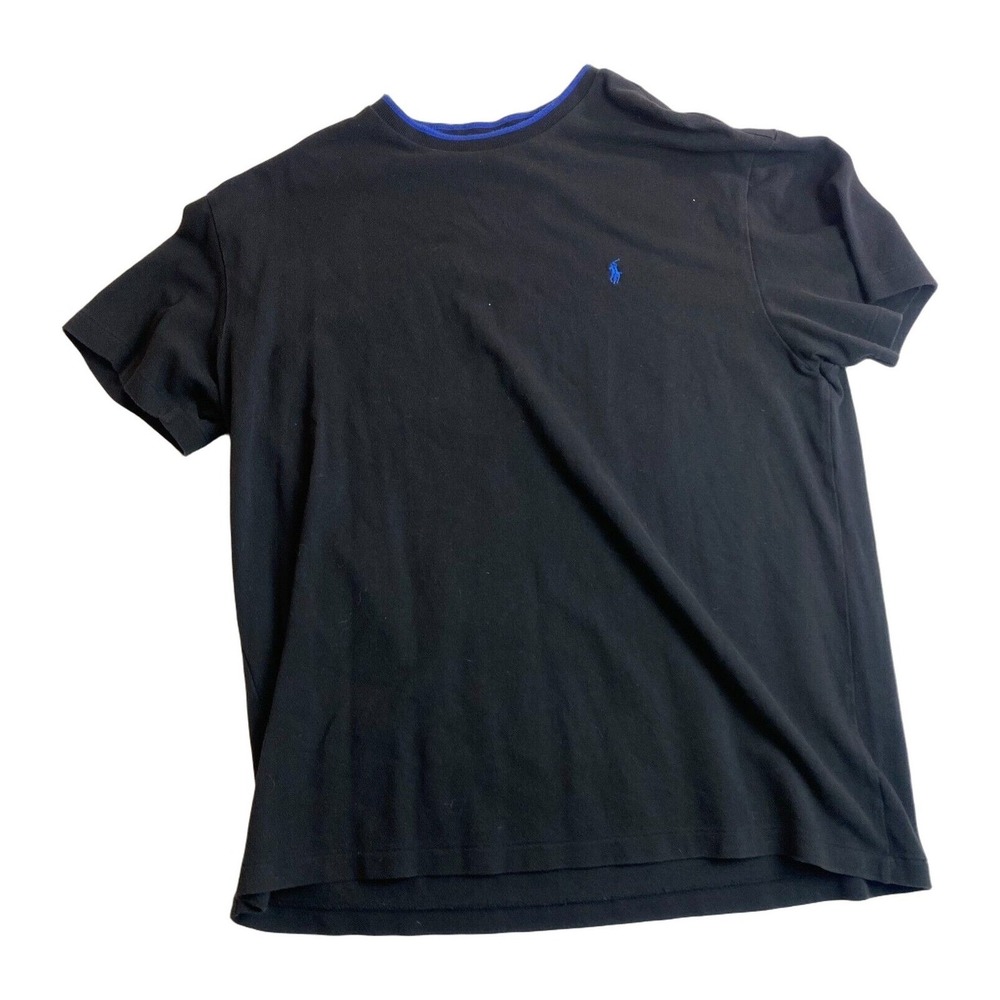 Vintage 90's Polo Ralph Lauren Single Stitch Textured Tee Men's XL‎ Blue
